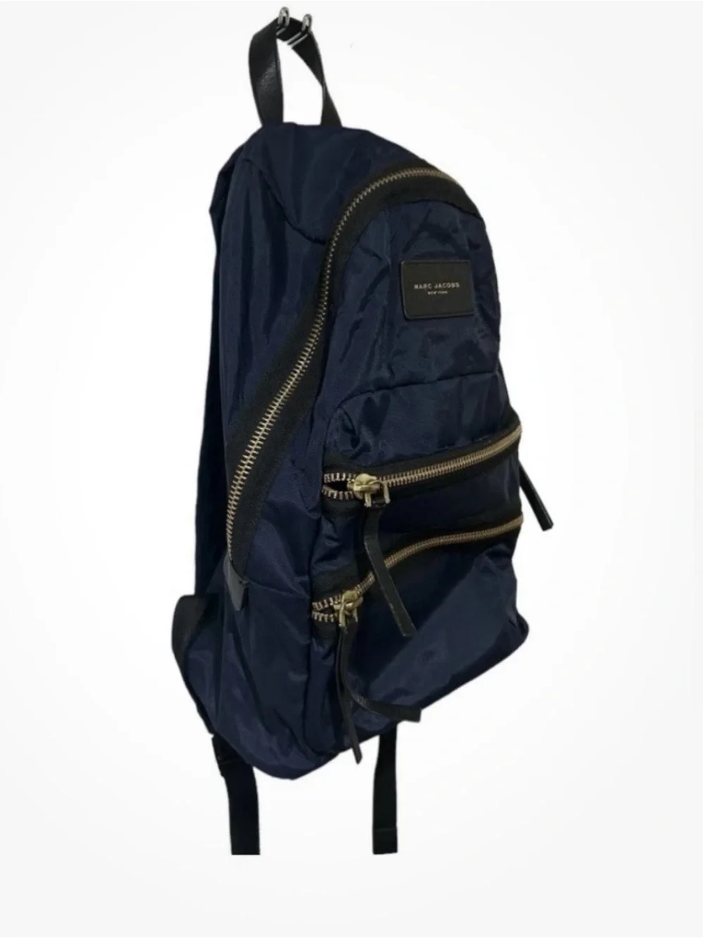 Marc Jacobs Navy Nylon Backpack with Gold Hardware Accents - Picture 2 of 5